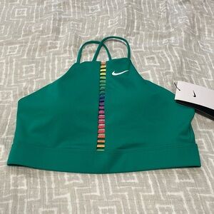Nike Women's Indy Rainbow Ladder LS Padded High-Neck Sports Bra